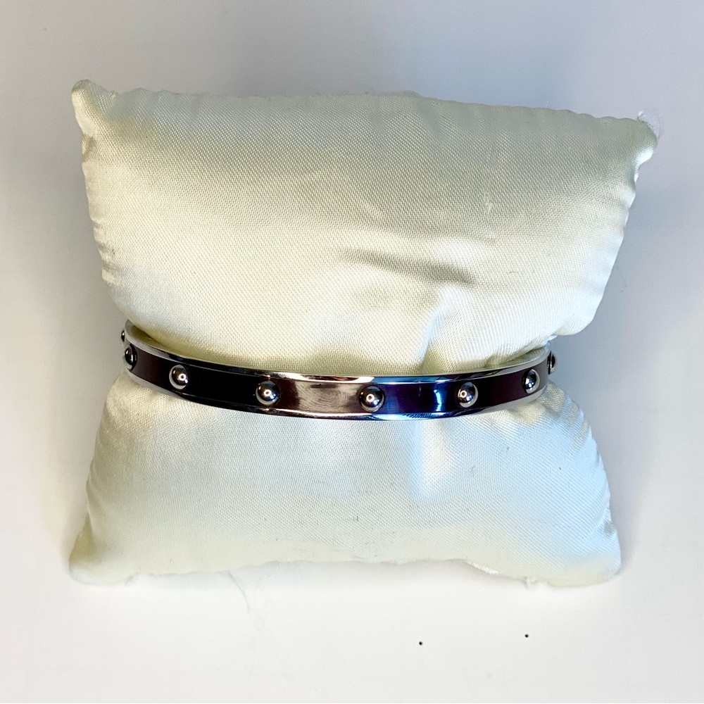 Coach Signature Silver and Plumb Studded Enamel Bangle Bracelet